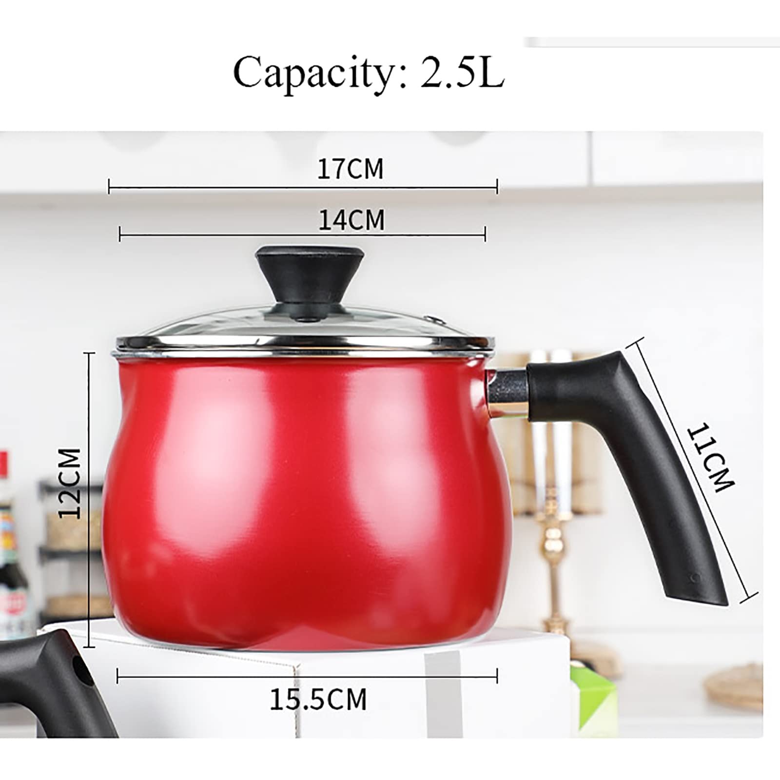 Milk Pans/Stock pot/frying pan, (17cm) non-stick pan Cooking Pots/Cool Touch Handles?for Induction and Gas Hobs (Color : E)