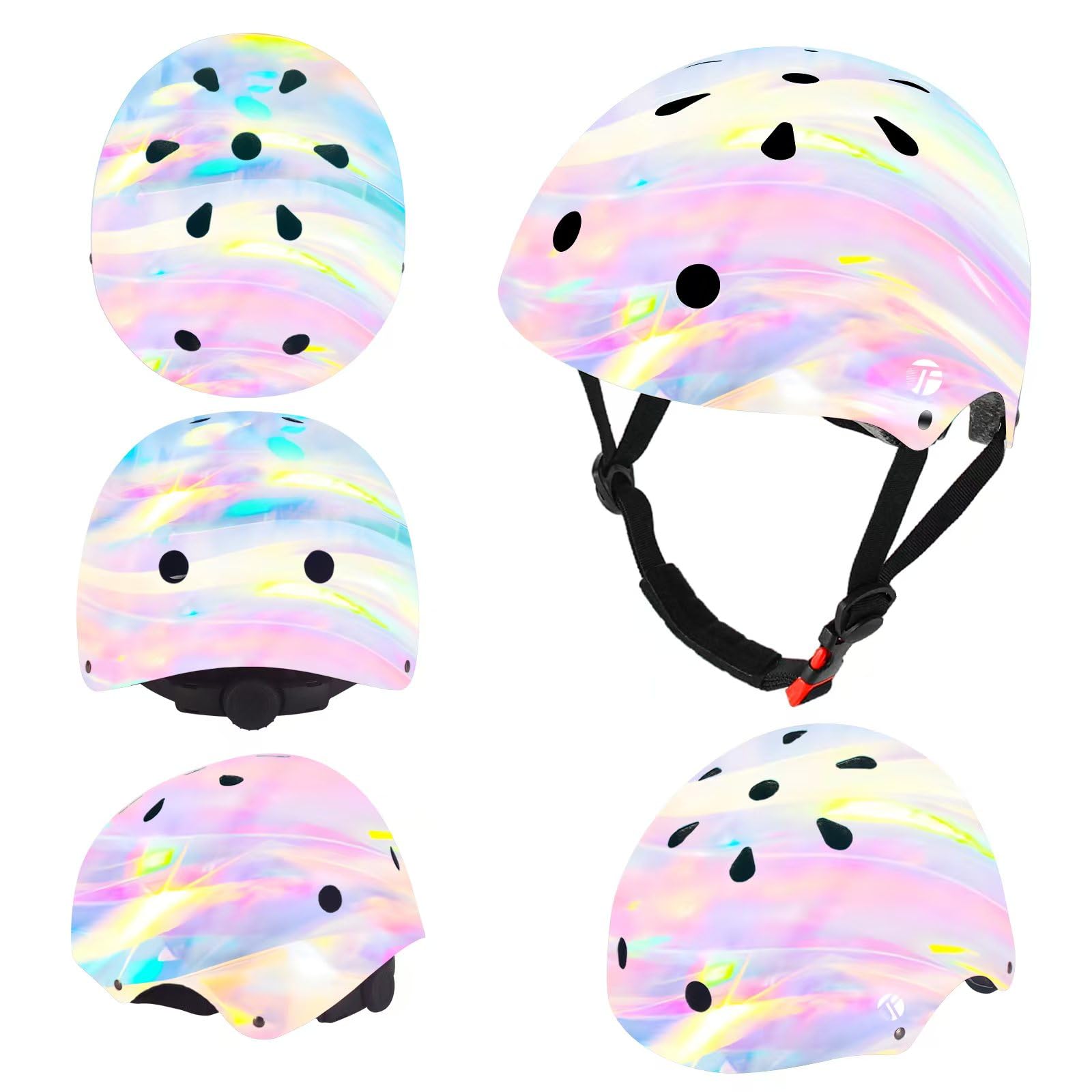 Casco de bicicleta ajustable para niños con rodilleras, almohadillas para codos, protección de muñeca, casco para niños de 3 a 5 a 8 a 14 años, ideal para patinaje, ciclismo, ciclismo, patinaje, para