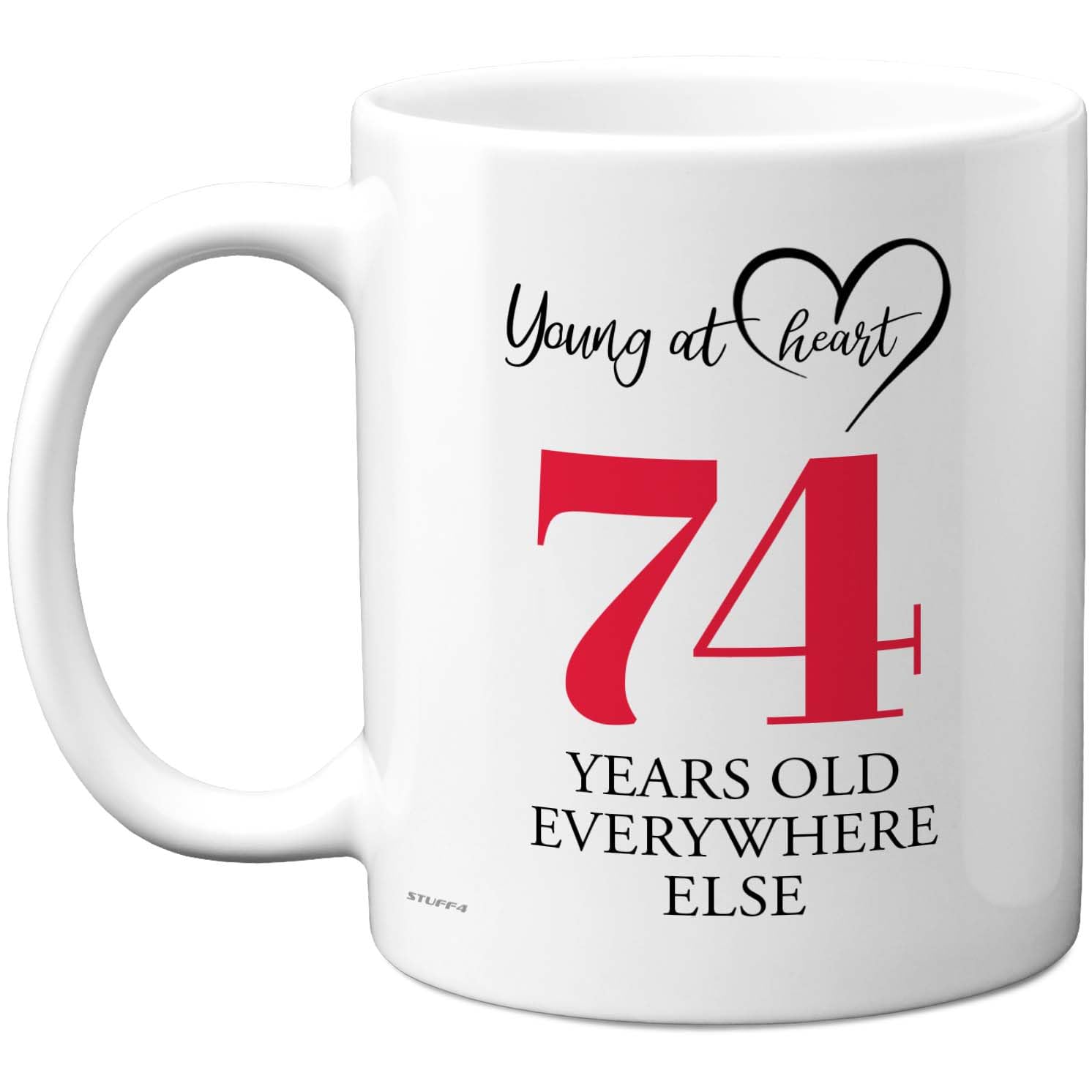 74th Birthday Gifts for Women Men, Cheeky Novelty Mug Young at Heart, Gag Joke Gifts, Perfect Funny Mugs for Seventy-Four Seventy-Fourth Birthday Present, 11oz Ceramic Coffee Mugs