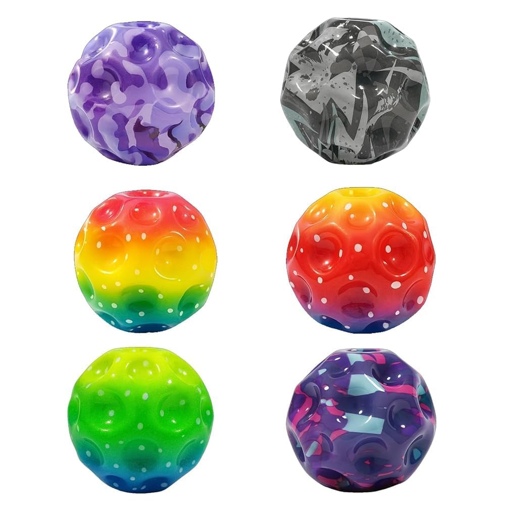 KFSCIP 6 Pack Wrist Balls, 6cm Elastic Band Ball for Kids, PU Bouncy Ball on String with Wristbands, Colorful Toy Straps for Outdoor Play, Hand-Eye Coordination Training