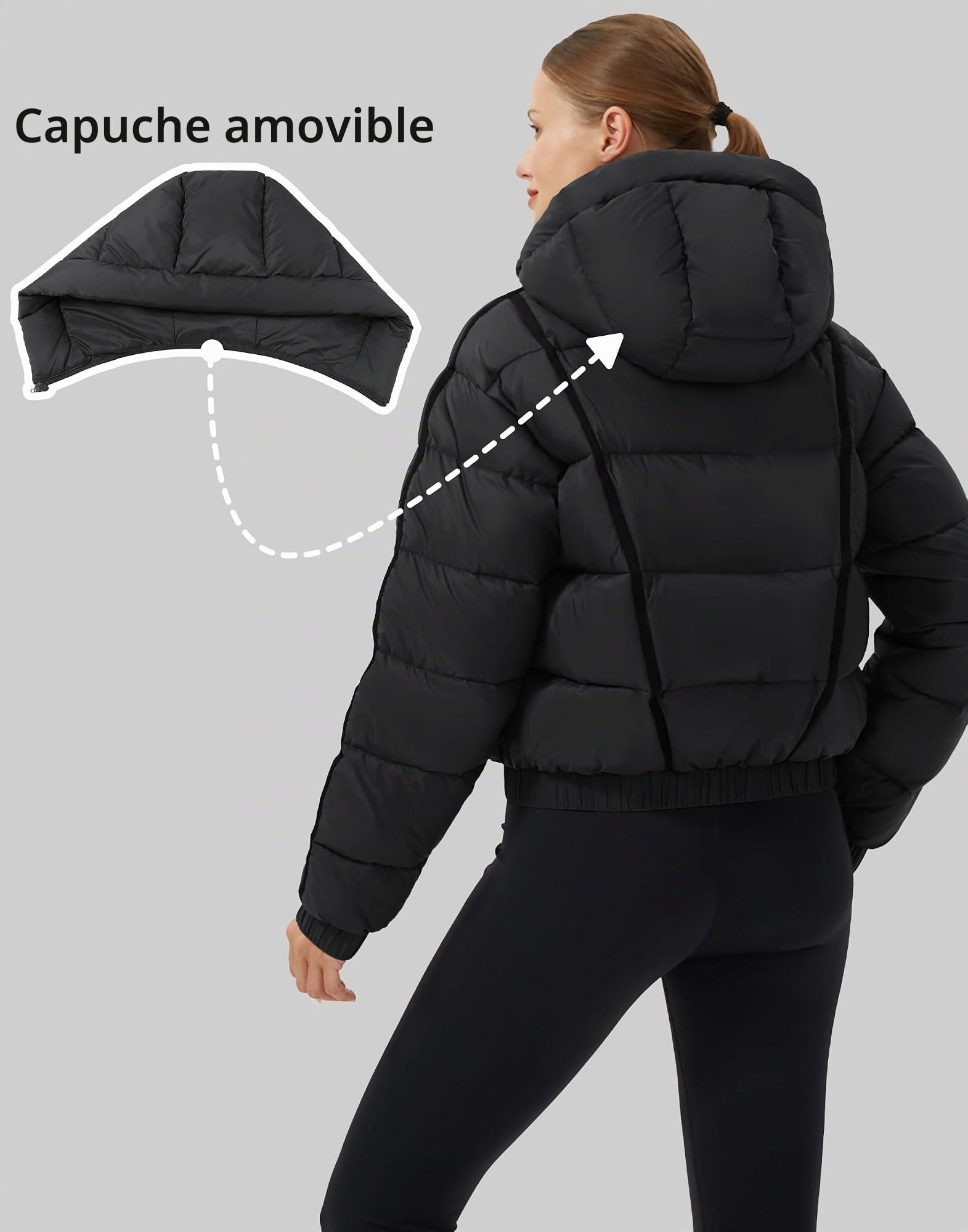 Pioneer Camp Veste d'hiver pour femme, 3/4, épaisseur moyenne, courte, imperméable, avec capuche