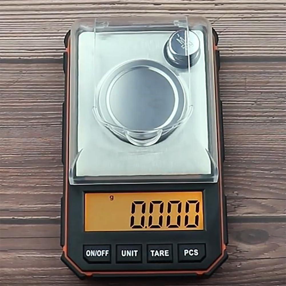Báscula digital electrónica portátil, mini báscula de bolsillo, 50 g, peso de calibración, función de tara