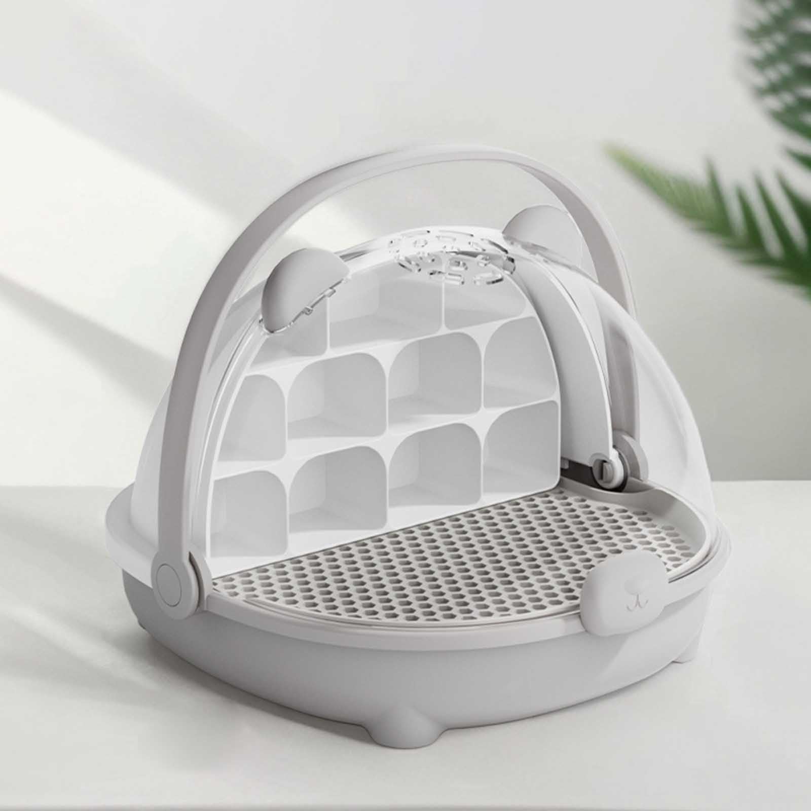 Caja de Crecimiento de Gusanos de Seda, cápsula Espacial para la cría de Gusanos de Seda, Tanque de Reptiles, Jaula de hábitat Animal,Caja de alimentación Transparente portátil con asa (Gris) — view 8