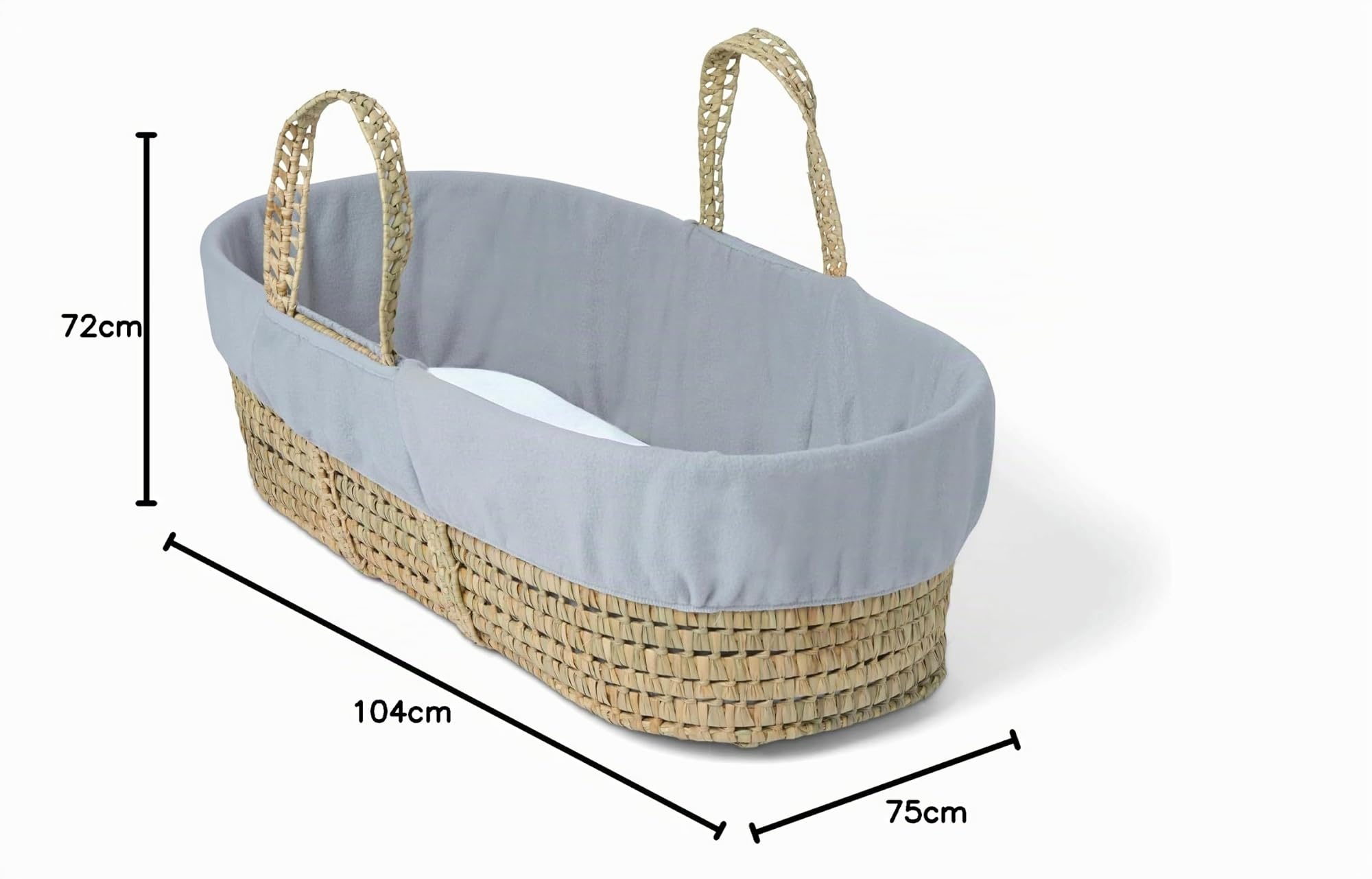 Clair de Lune Fleece-Einlage für Palm- und Weidenkorb ("Moseskorb"), grau meliert