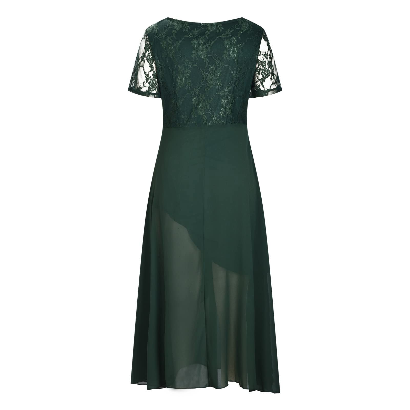 Abendkleider Elegant Für Hochzeit Festliche Kleid Hochzeitsgast Damen Lang Chiffon Abendkleid Spitze A Linie Ballkleid Frauen V Ausschnitt Partykleid Hohe Taille Brautjungfernkleider