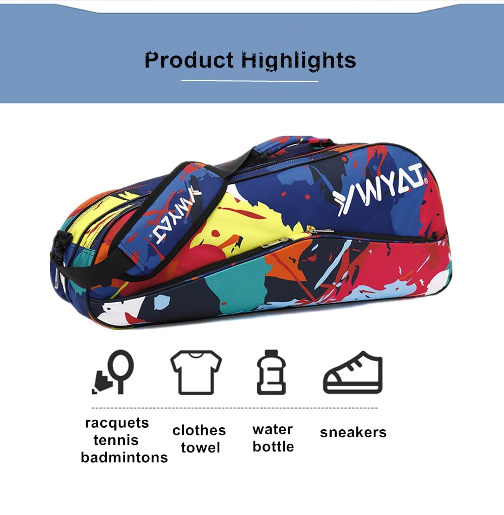 Bádminton - Bolsa de tenis impermeable para 3-6 raquetas de bádminton tenis con cierre de cremallera, mochila deportiva de bádminton, para hombres y mujeres