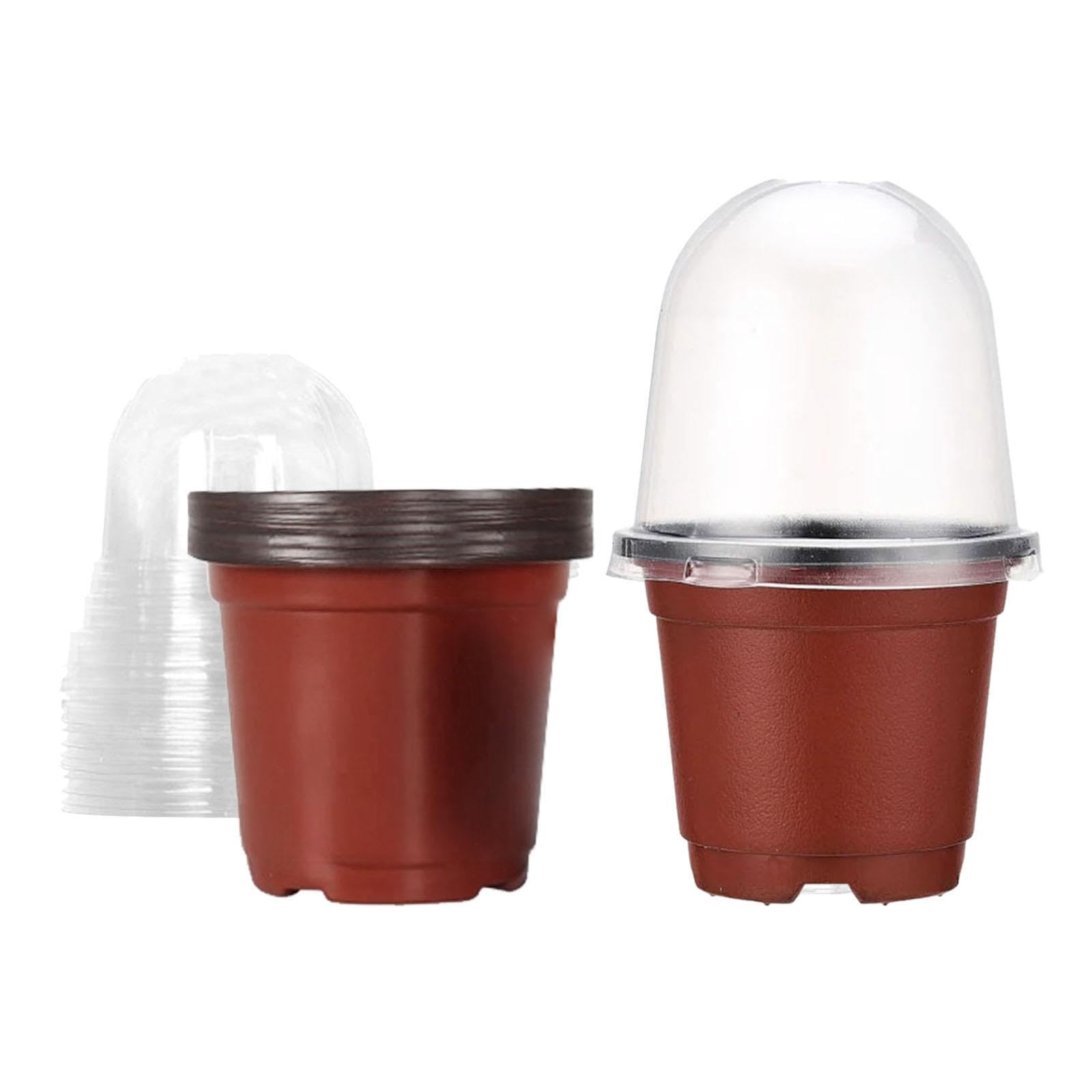 ＡＷＨＡＯ 10 Pcs Plant Nursery Pots with Humidity Dome 9cm Seedling Pots Versatile Plastic Plant Pots Gardening Pot with Lid Plant Container Small Flower Pots Seed Growing Pot with Drainage Holes