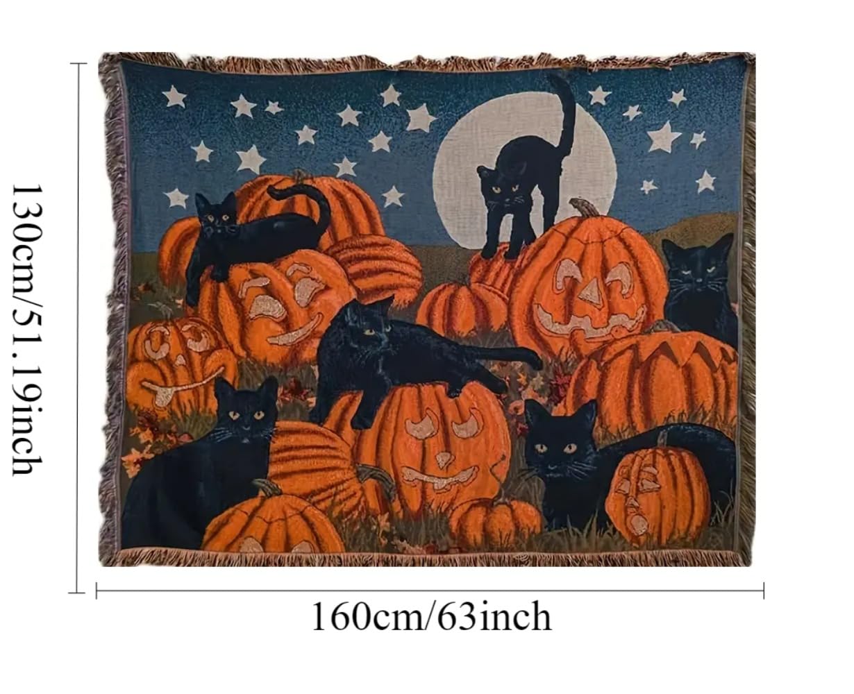Manta de gato para sofá, manta para mascotas, manta de otoño para Halloween, regalo para amantes de los gatos