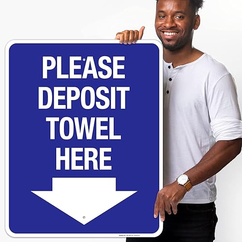 Miniatura 26 de Please Deposit Towel Here with Downward Arrow Sign, 12x18 Inches, 3M EGP Reflective .063 Aluminum, Fade Resistant, Made in USA