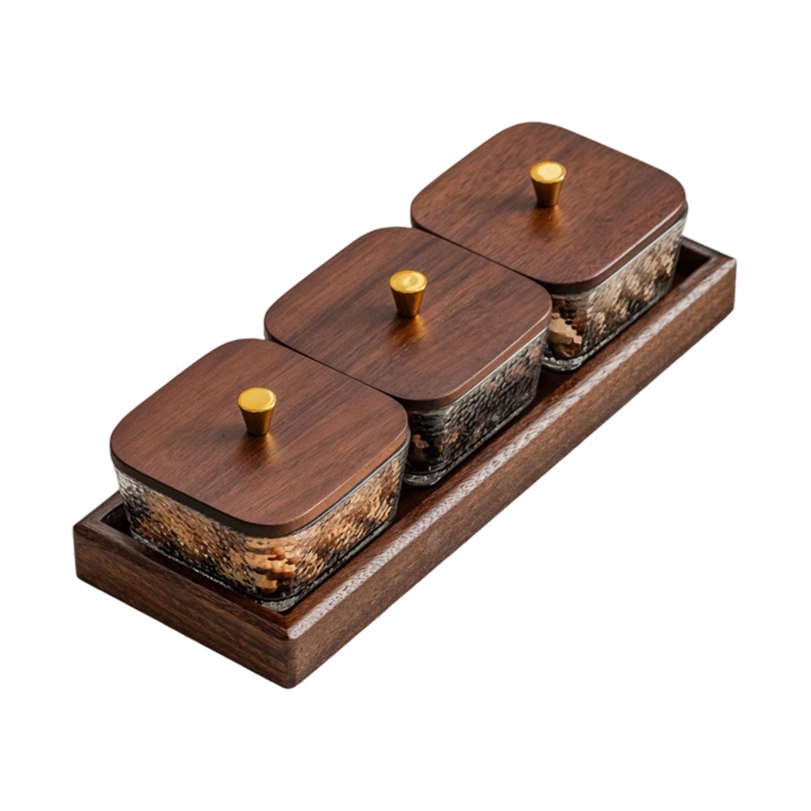 our fave Hammered Glass Snacks Tray with Walnuts Lid and Multiple Sections Snacks Storage Organizers for Home Use Sophisticated Deck Serving Plate