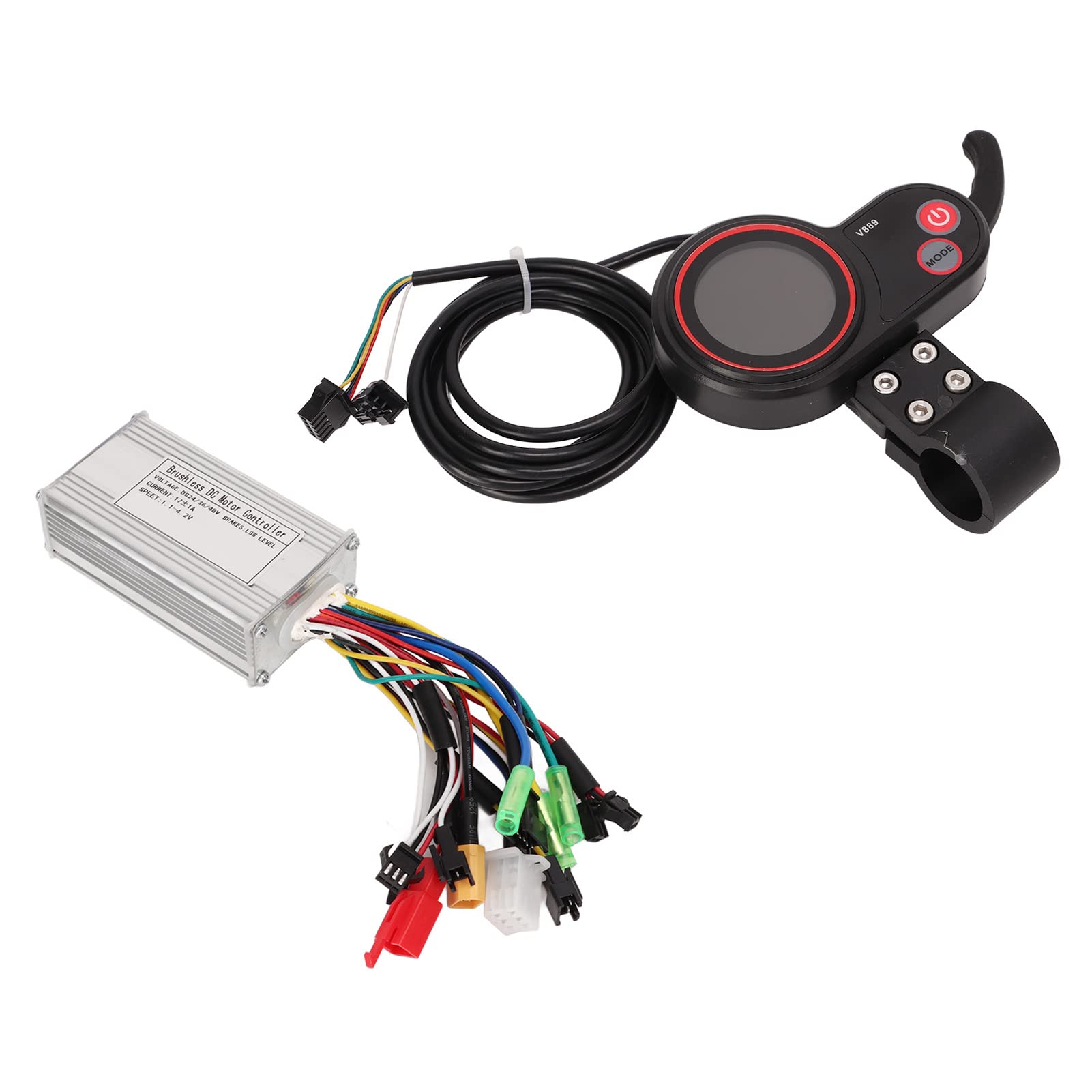 BuyWeek Kit de Contrôleur de Moteur sans Balais de Scooter Électrique pour KUGOO M4, 24V 36V 48V 250W 350W 17A Contrôleur d'onde Sinusoïdale à 3 Modes avec Panneau d'Affichage LCD Couleur V889