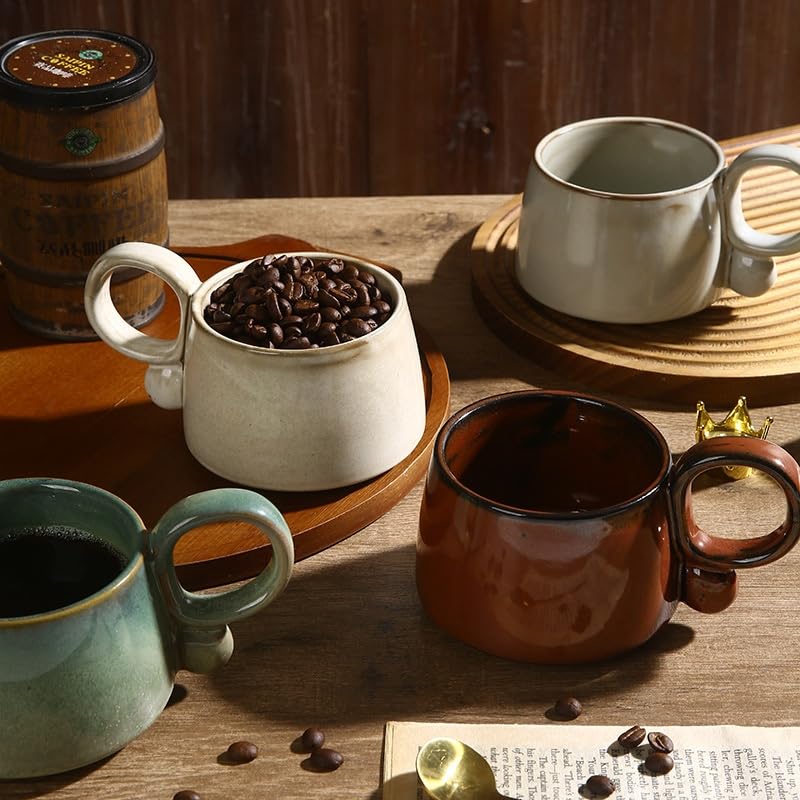 Taza de café de cerámica con cuchara mezcladora miniatura 4