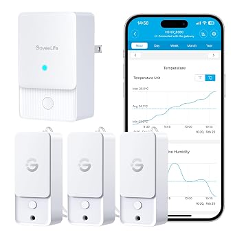 GoveeLife Outdoor Indoor Wi-Fi Gateway Thermo-Hygrometer Wireless, 3 Pack