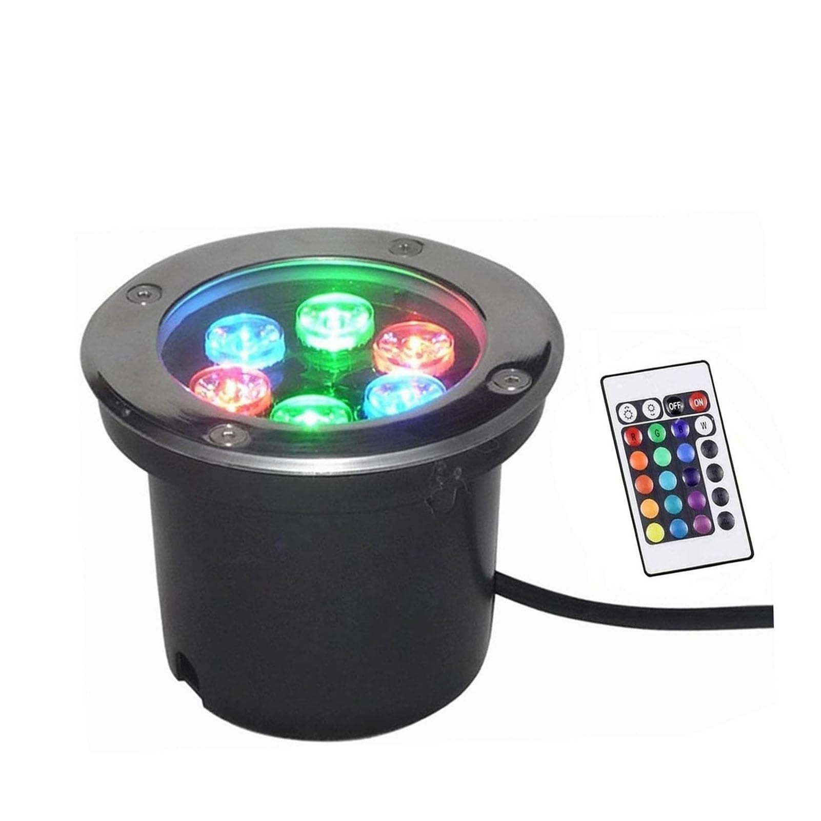 JOUFNING Submersible LED Fountain Light - AC 12V/24V Recessed Pool Lamp, IP68 Waterproof Underwater Pond Spotlight, Landscape Lights with Remote Control(12V,24w)