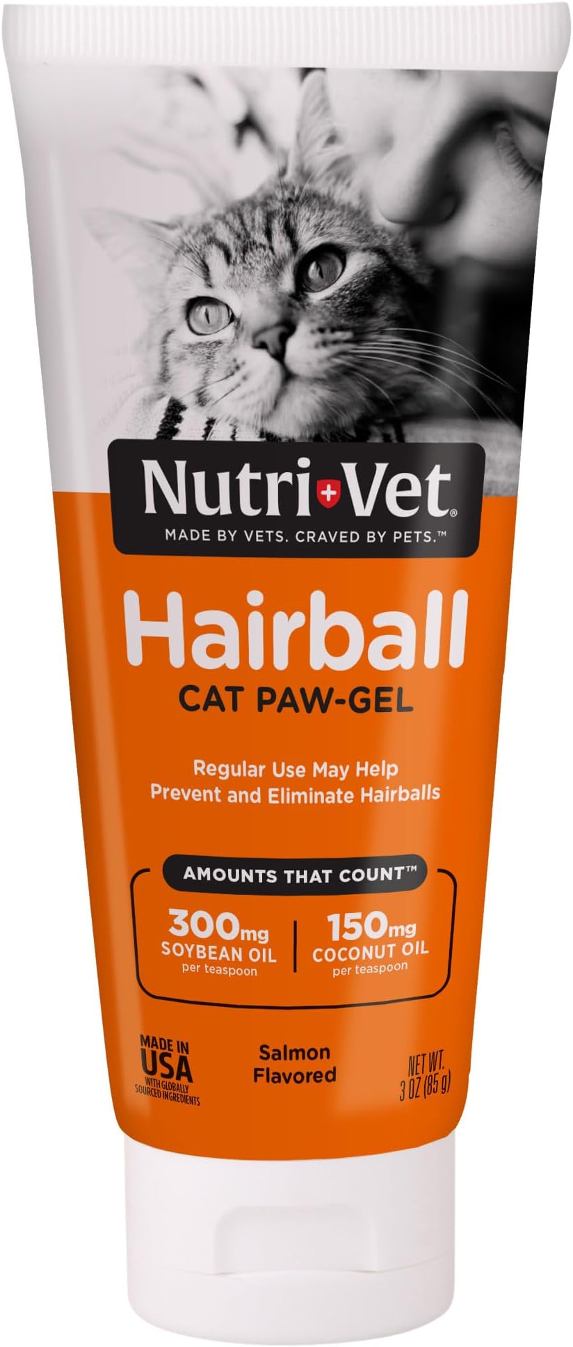 Hairball Paw Gel, Cat Hairball Remedy, Kitten Supplies, Hair Ball Relief for Cats, Fur Ball Remedy, Soybean & Coconut Oil, Salmon Flavor, 3 oz