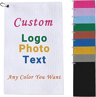 Customized Golf Towel,Personalized Custom Golf Towel for Golf Bags with Carabiner Clip,15.7"x23.6"-Add Your Photo Picture Text Name Logo,Absorbent & Durable,Retired Gifts for Coworker,Bulk 1-100pcs