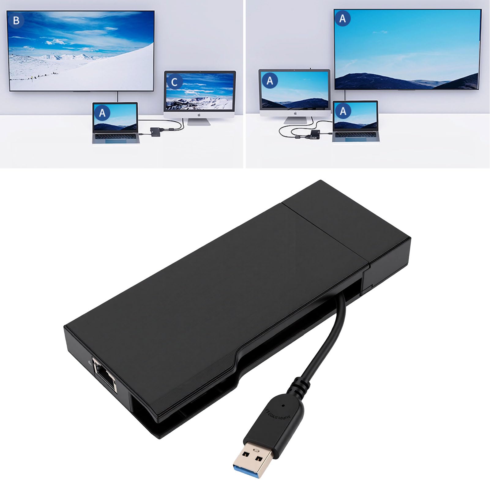 Jectse Docking Station USB 3.0, Hub Adattatore per Doppio Monitor 4K e VGA con Gigabit Ethernet, 3 Porte USB e Lettore di Schede per Operativo PC Laptop