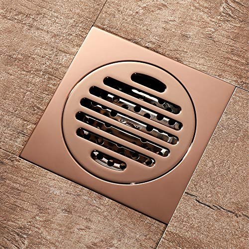 Drenaje del Piso de latón, Drenaje Especial de Piso de 10 x 10 cm para el baño Familiar, Oro de Rosa