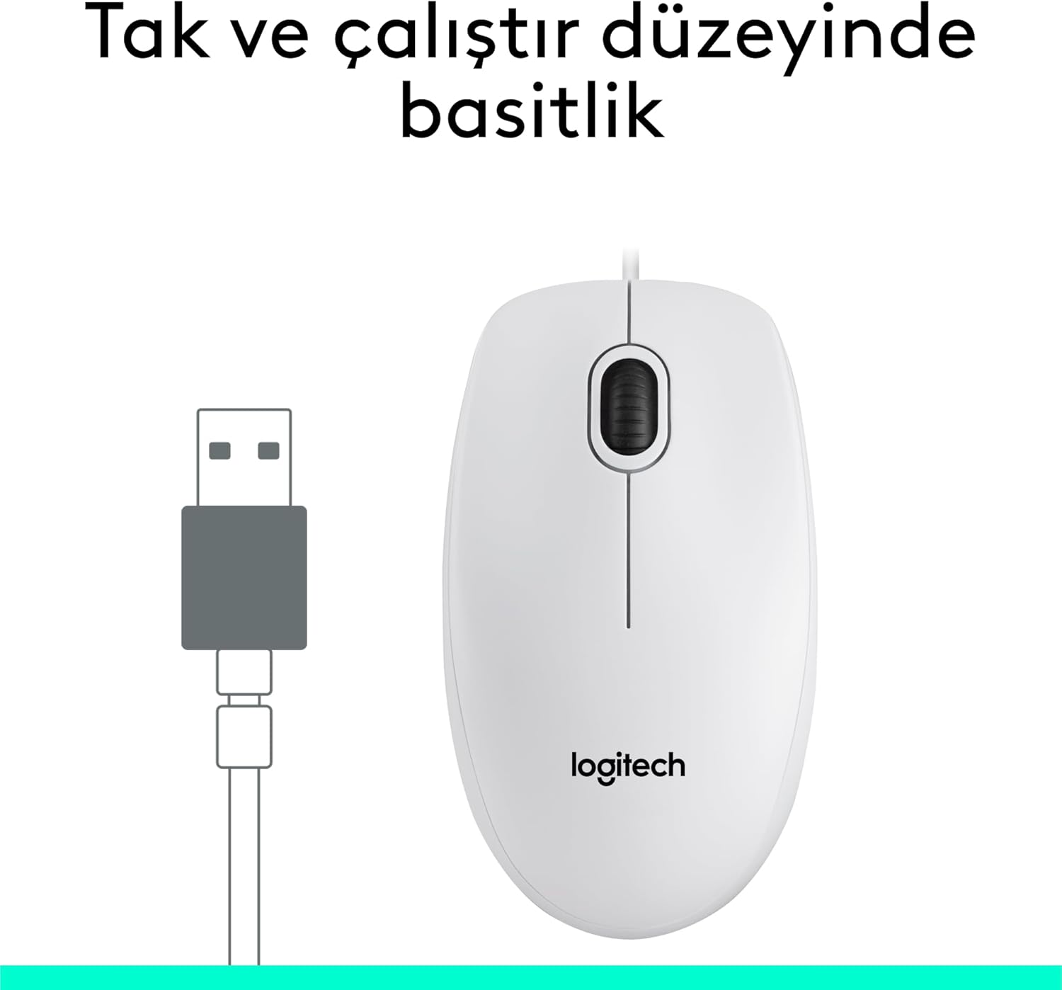 Logitech M100, Corded Mouse, White, W127280582