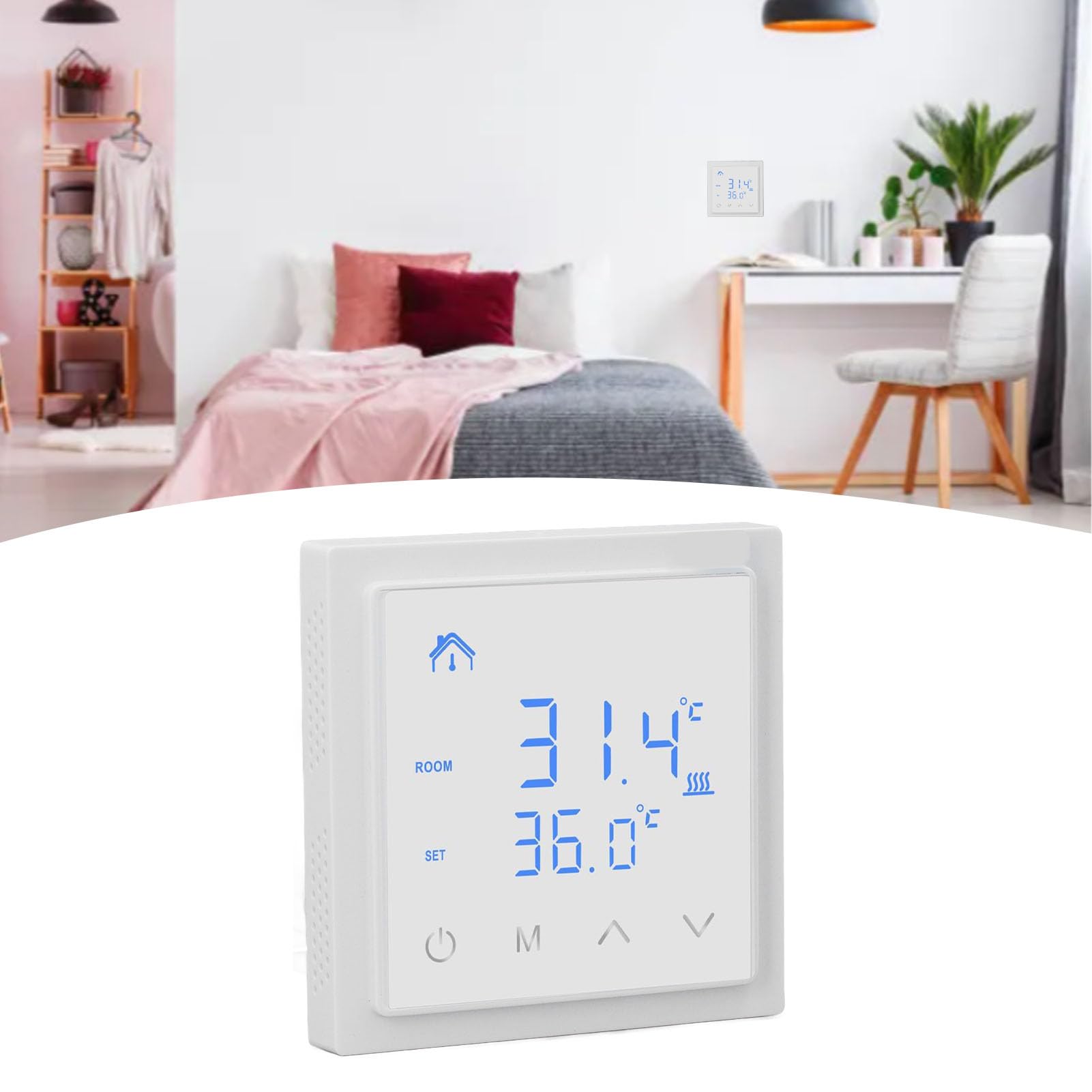 Generic Inteligentny Termostat, Elektryczny Termostat Ogrzewania Podłogowego, Szeroka kompatybilność, Wyświetlacz LED, łatwa Instalacja, Zabezpieczenie Przed Fałszywymi Kontaktami, 16A AC85V-250V