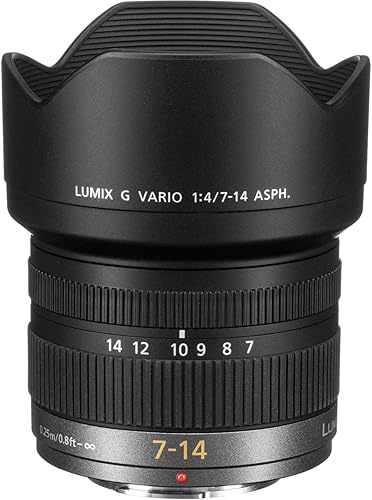 PANASONIC LENTE LUMIX G VARIO, 7-14MM, F4.0 ASPH., MICRO CUATRO TERCIOS SIN ESPEJO, H-F007014 (USA BLACK)