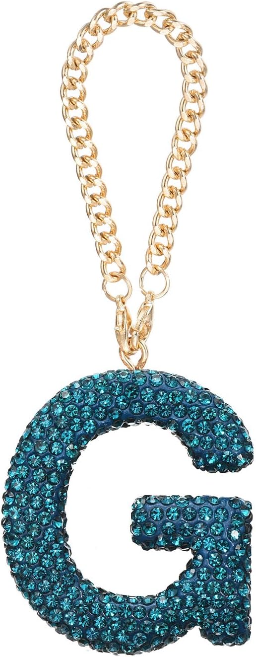 sourcing map Bling Car Letter Charm, Initial G Letter Interior Car Rear View Mirror Decoration Hanging Crystal Ornaments for Women Bags Water Cup DIY Craft, Lake Blue