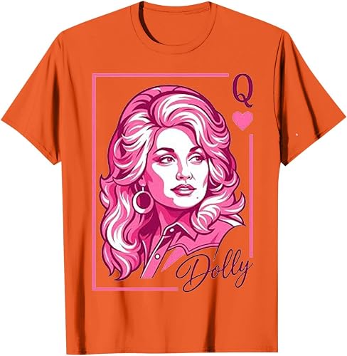 ASUIU Pink Dolly Tshirt Queen of Hearts Country Icon Music M