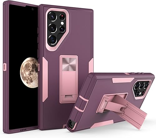 Funda diseñada para Samsung Galaxy S22 Ultra Kickstand con protección contra caídas de grado militar, funciona con soporte magnético para automóvil,