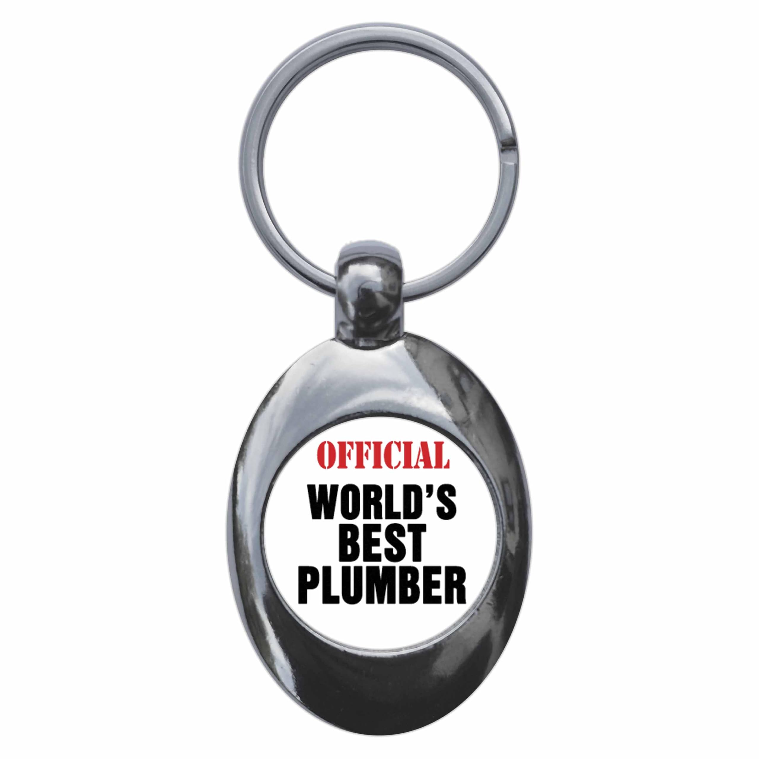 Ozorath Official World's Best Plumber Keyring Keychain Key Ring Chain With Trolley Coin