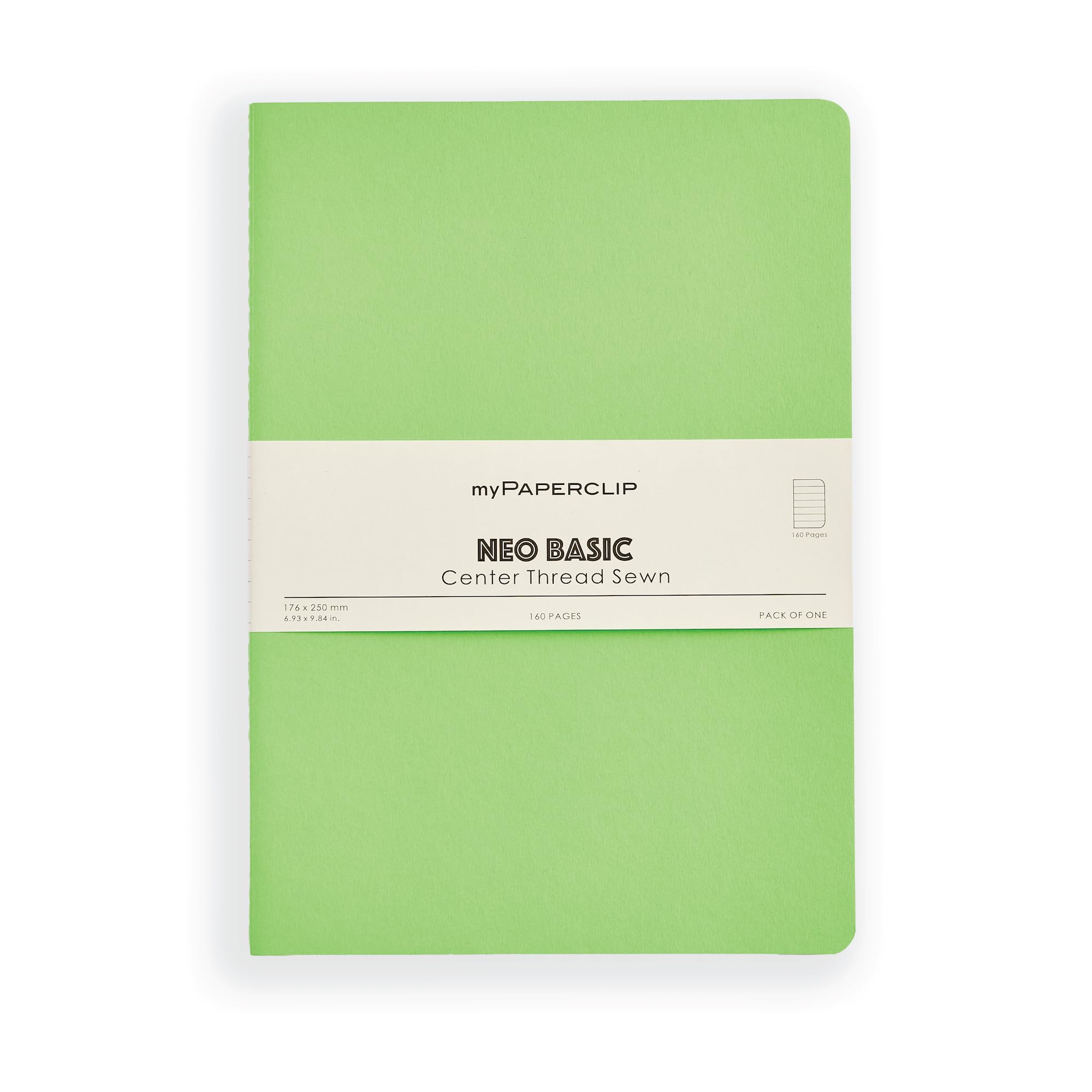 myPAPERCLIP NeoBasic B5 Ruled Notebook | 160 Pages, 80 GSM, 250 GSM Soft Cover, B5 (6.93 x 9.84 in) | Green