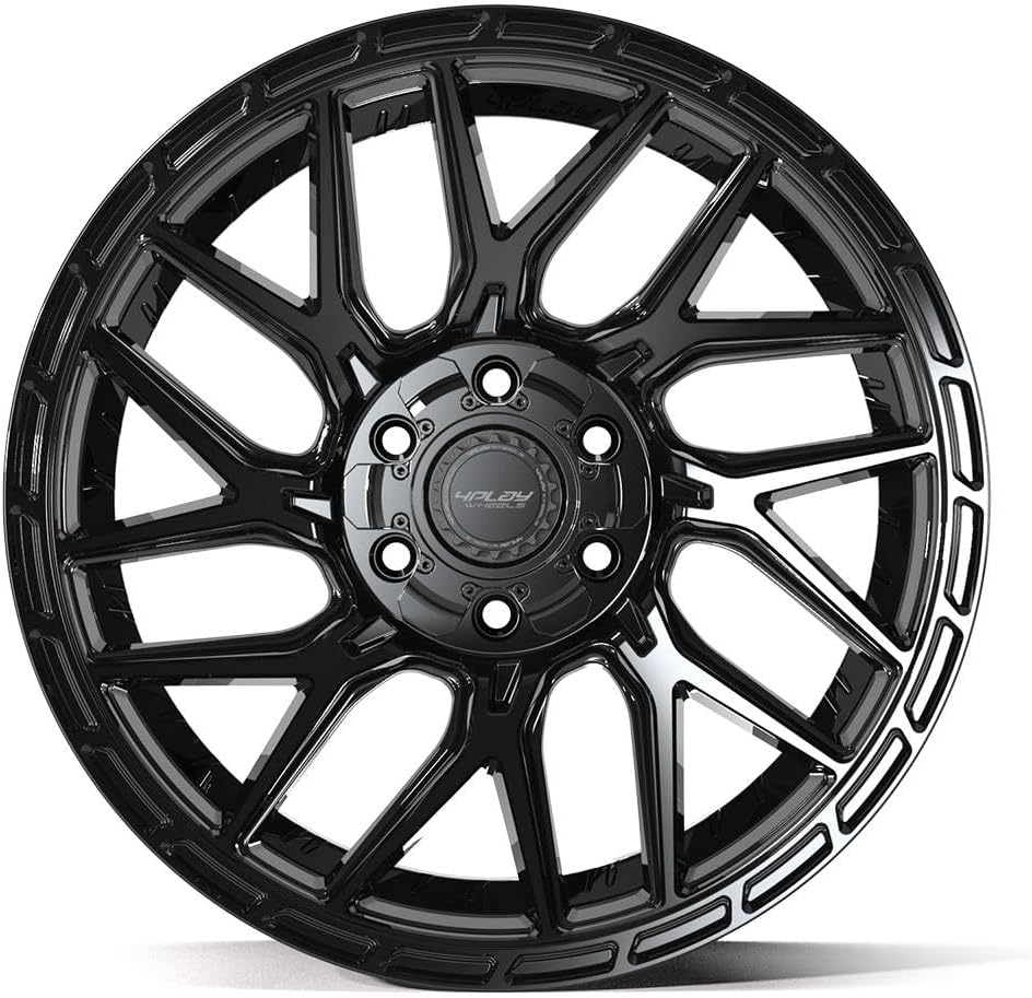 4PLAY Wheels 4PS28 20 Inch Rims and Tires Fit 6x135 & 6x139.7 20x9 Gloss Black Brushed with Tinted Clear - TerraMax RT 275/55-20 (Set of 4)