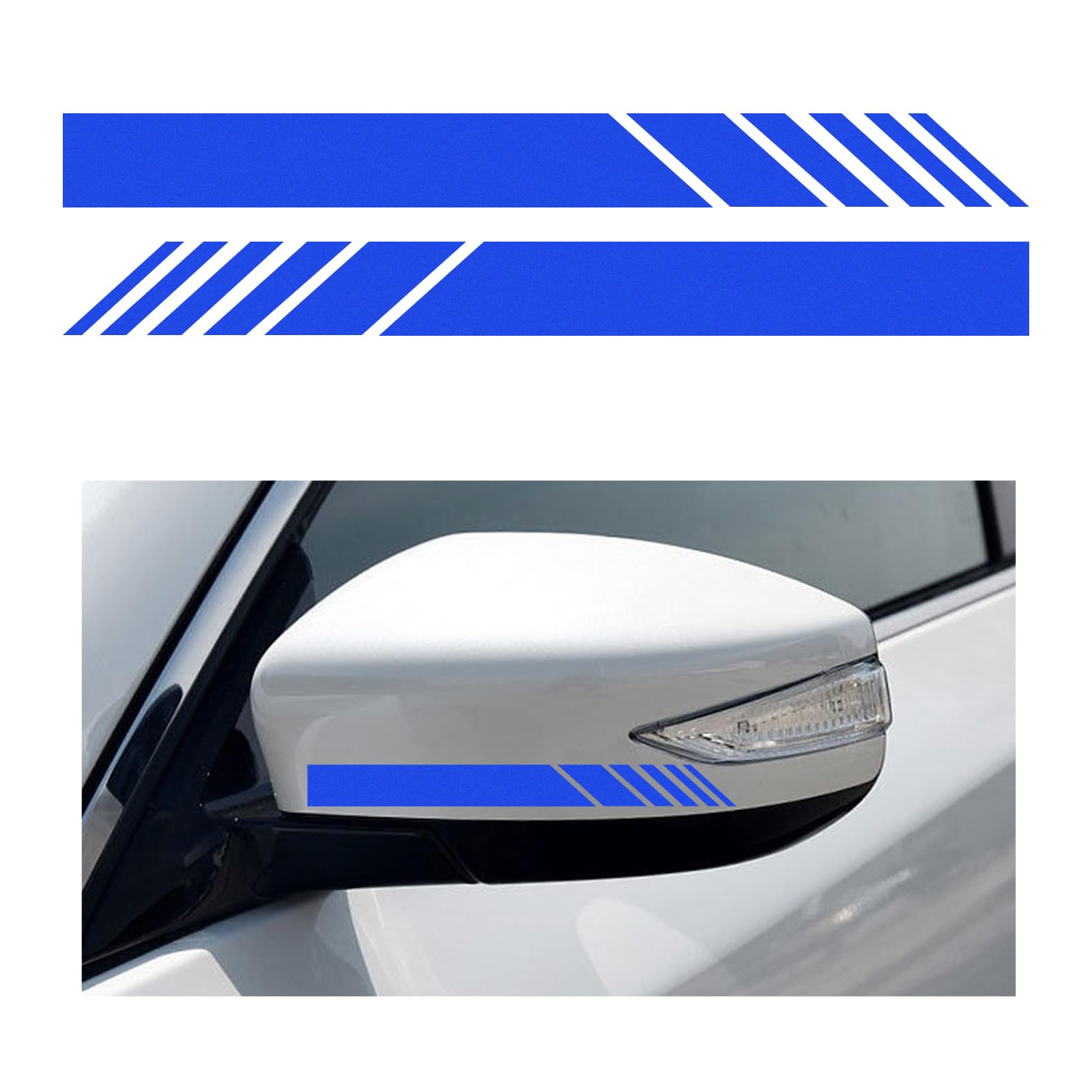 Augeny2 PCS Car Rear View Mirror Stickers, Waterproof Vinyl Auto Side Rearview Mirror Stripes, Universal Reflective Anti-Collision Striped Warning Decal for Most Vehicles (Blue)