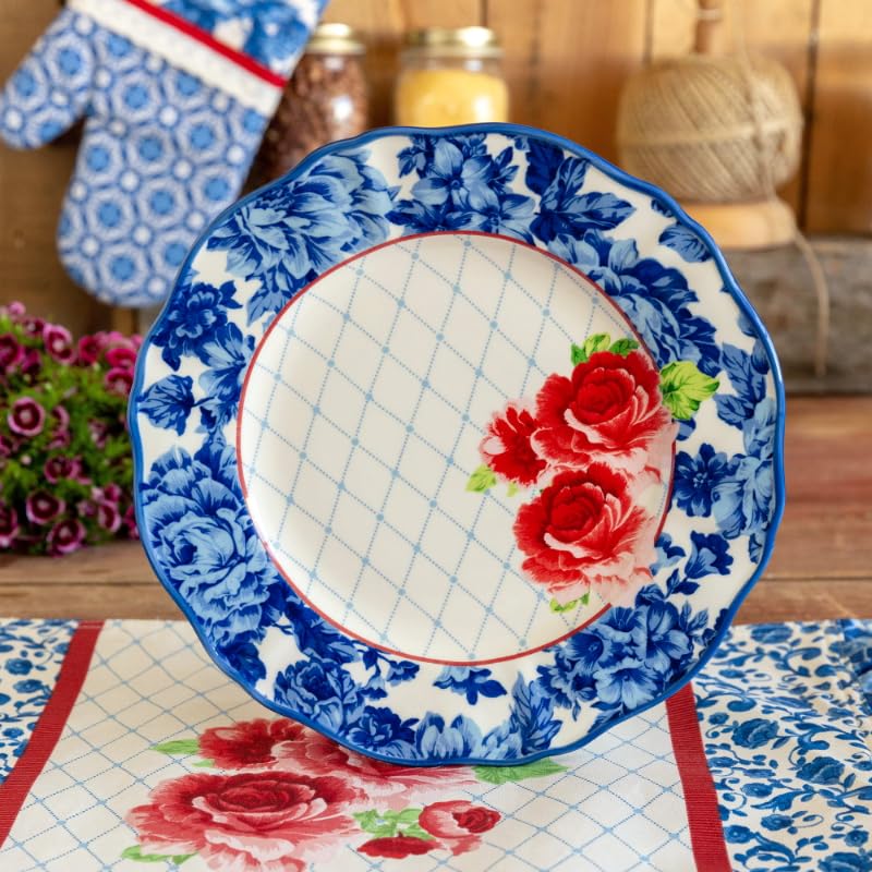 MyncbD Vaisselle en céramique Service de Vaisselle en grès Floral 12 pièces