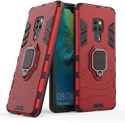 Miniatura 4 de Funda para Huawei Mate 20 con protector de pantalla de vidrio templado y soporte magnético para anillo con soporte, accesorios delgados para celdas