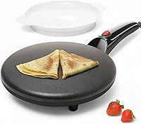 Moss & Stone 8-Inch Electric Crepe Maker Nonstick Portable Pan with Dipping Plate, Auto Temp Control, Even Heat