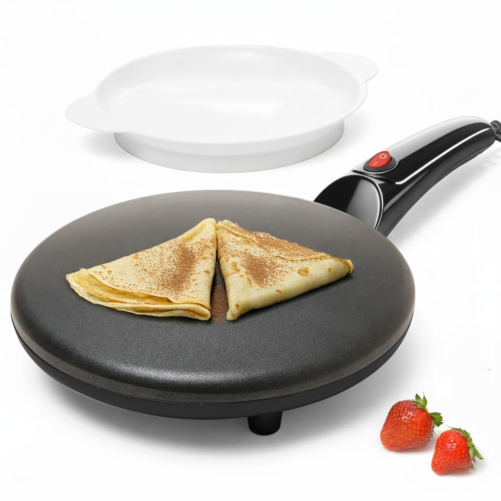 Delavala Black Electric Crepe Maker, 8" Portable Nonstick Crepe Pan | Nonstick Dipping Plate, auto Shut-Off, on/Off Switch, Even Heating, Automatic Temperature Control, Compact Design-image-14