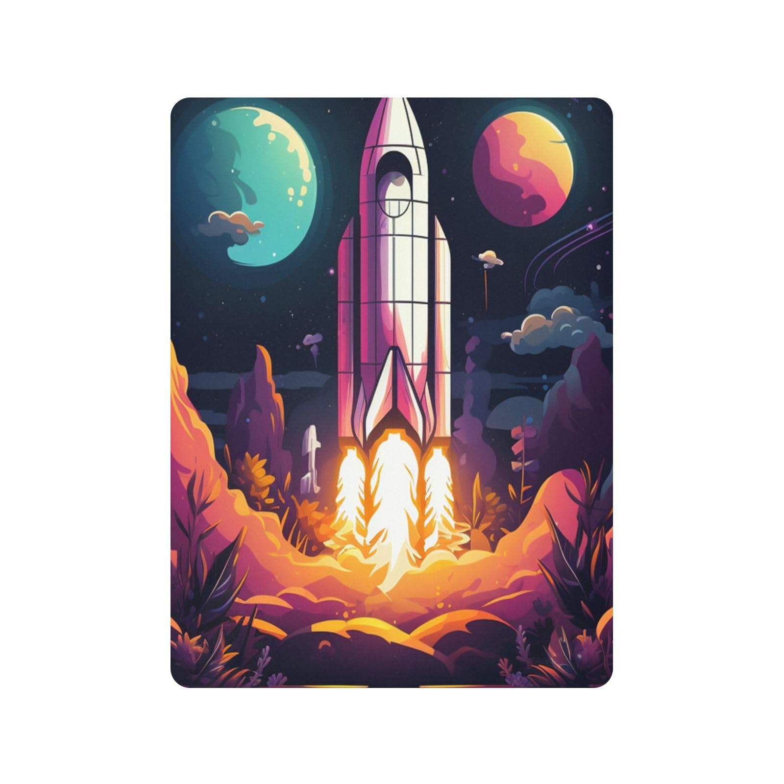 Luna Espacio Cohete PúRpura Planetas Sábana de Cuna para Niños Pequeños,Sábanas de Algodón Suave para Bebés Aptas para Colchón Corralito