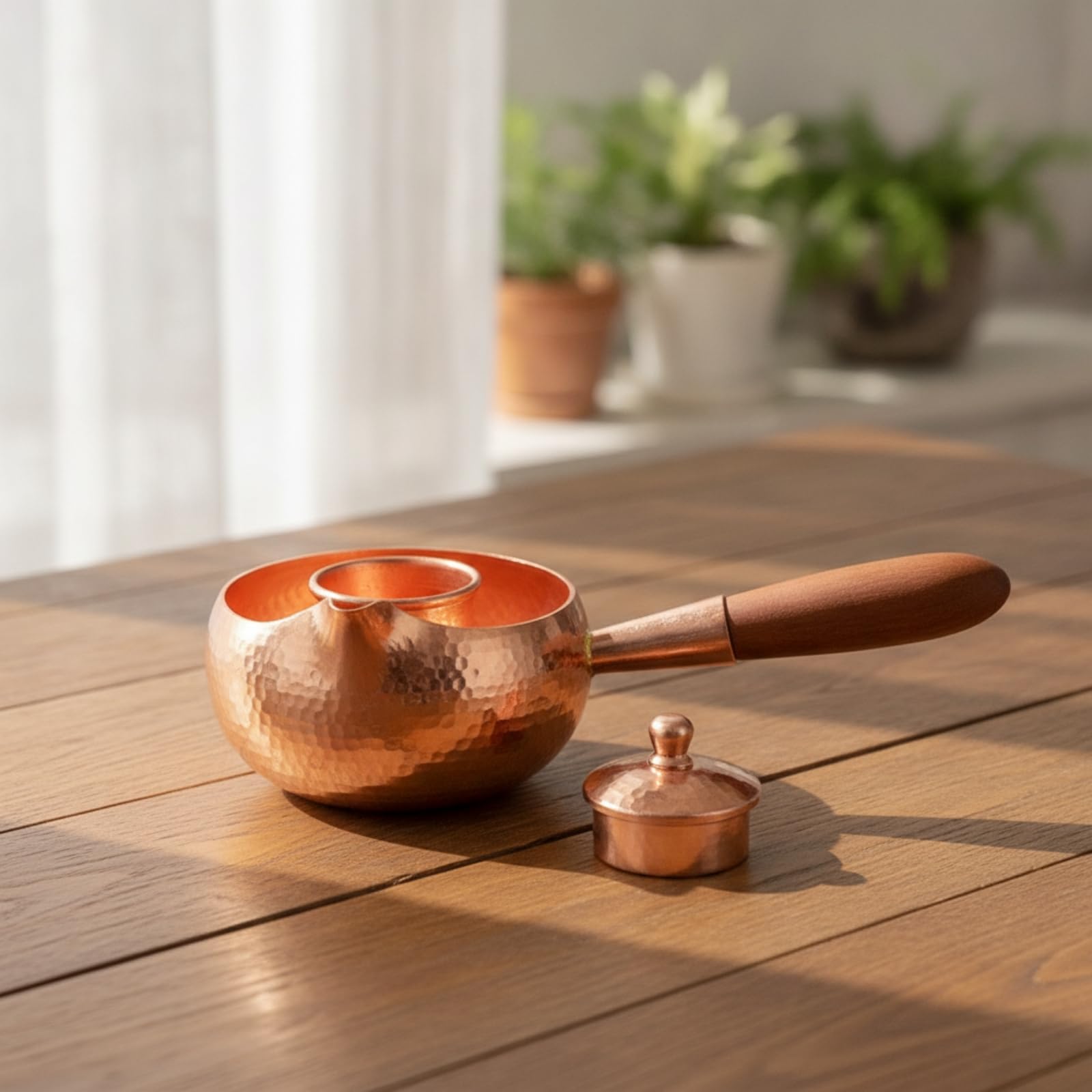 Tetera con Colador Integrado Martillada Tetera Cobre Cómodo Vajilla para Aficionados Al Té