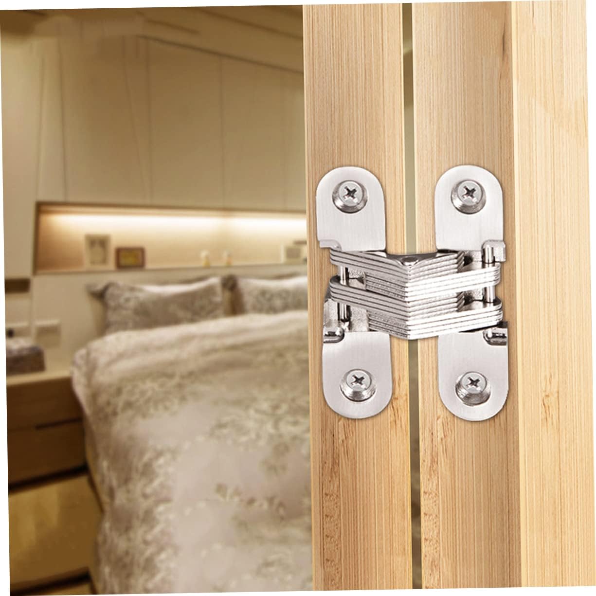 304 Stainless Steel Cross Concealed Hinge 2Pcs for Wooden Doors
