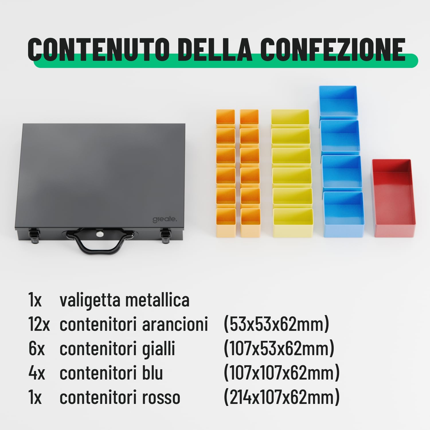greate Valigetta Porta minuteria in metallo con 23 vaschette estraibili - valigia minuteria vuota - fai da te ferramenta - mobile organizer lavoro - organizer attrezzi da lavoro