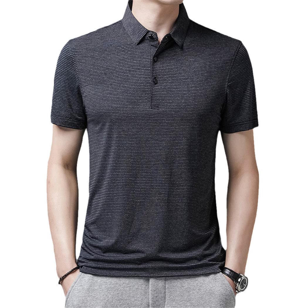 Polo homme gris en coton à manches courtes coupe regular M