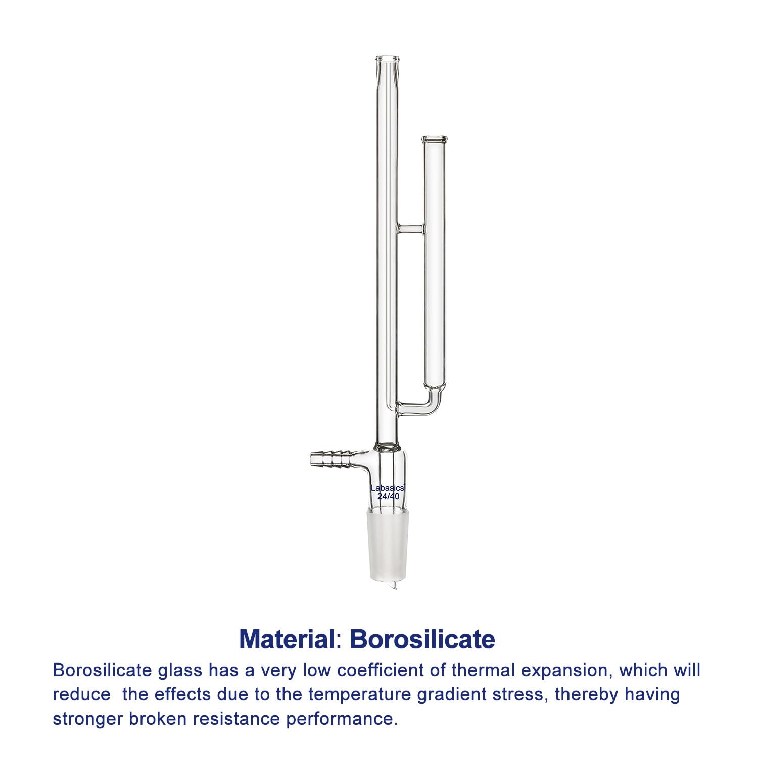 Labasics Podkładka do rur szklanych NMR, szkło borokrzemowe NMR 5 mm NMR Tube Cleaner ze złączem 24/40 i złączką do węża chemicznego Materiały laboratoryjne