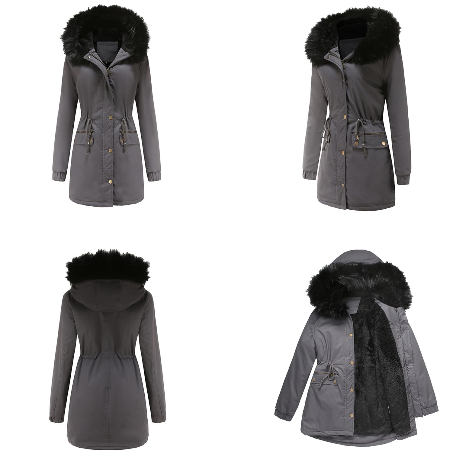 Générique Femmes épaississement chaud manteau d'hiver capuche en duvet Pike fausse fourrure extérieur manteau long veste manteau