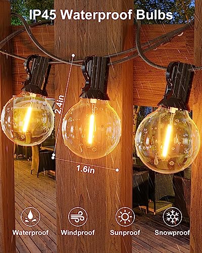 Gluroo O301 120Ft Led String Lights, G40 Bulbs, Waterproof Dimmable Globe Hanging Cafe thumb #1