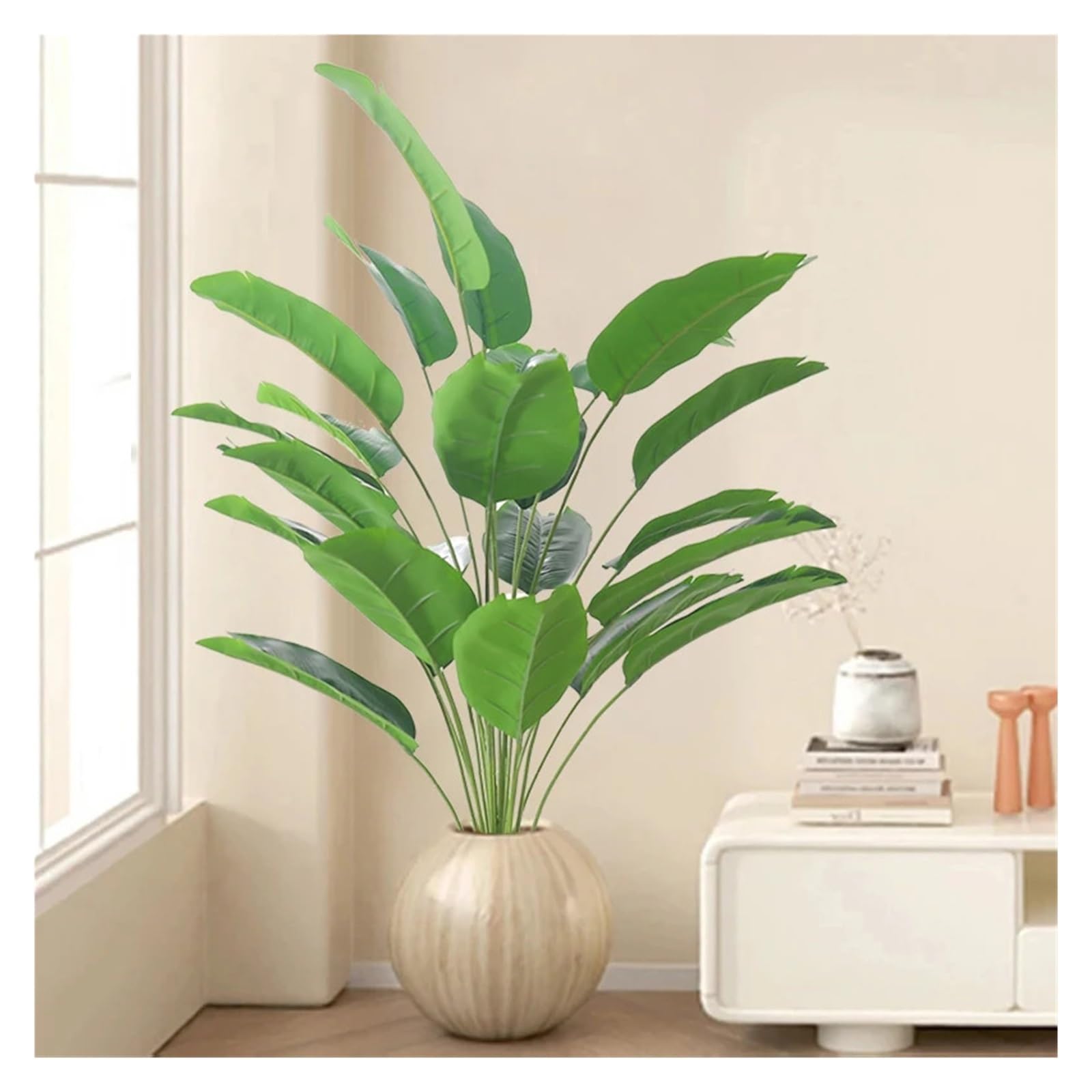 Künstliche Tannenzweige 90 cm große Tropische Kunstpflanzen, Paradiesvogelbaum, gefälschte Bananenblätter, Kunststoff-Palmenpflanzen for die Dekoration zu Hause und im Garten(80cm 18leaves)