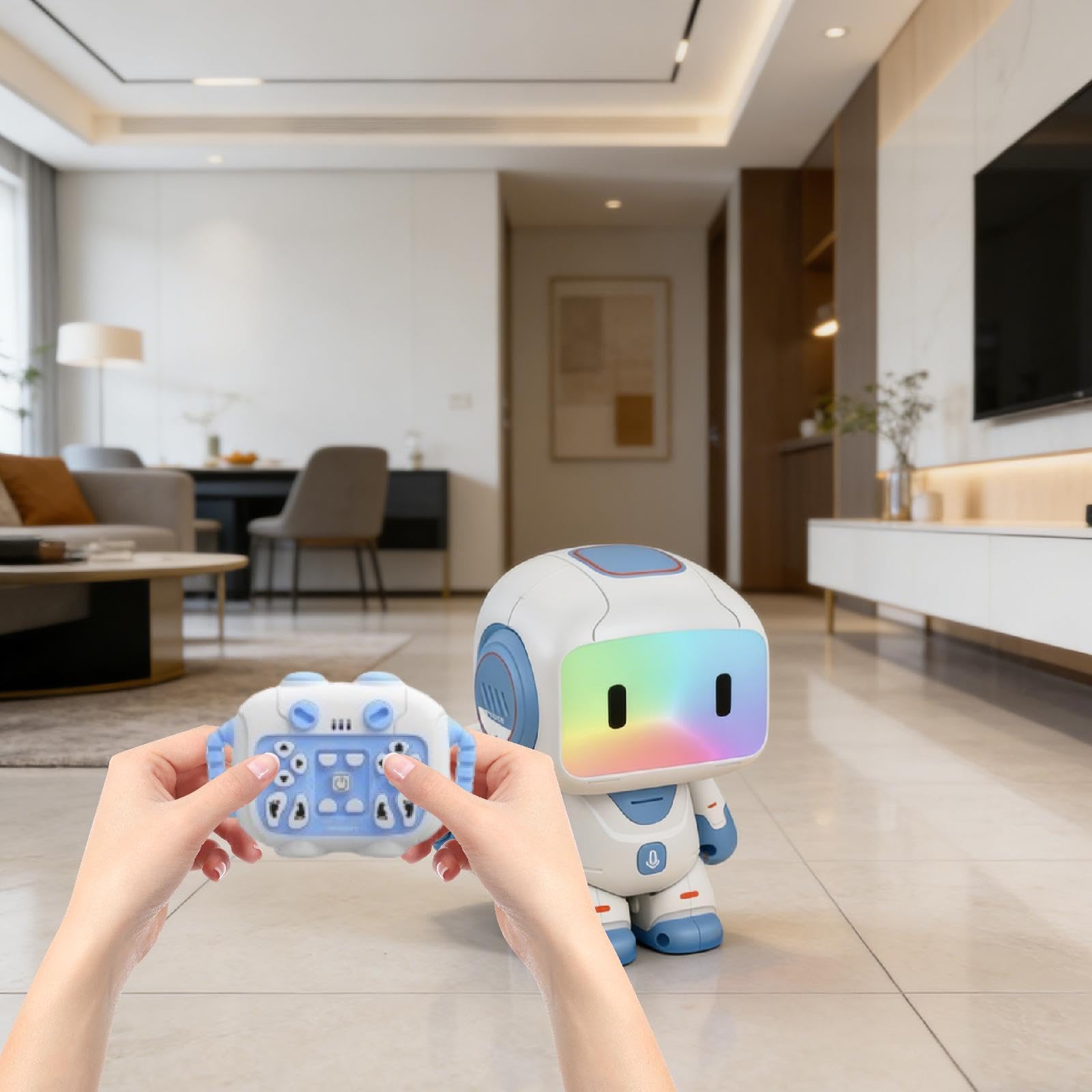 Amagogo Robot Giocattolo interattivo telecomandato per Bambini e Bambine, con modalità di Programmazione Regolabile, Giocattolo educativo, Regalo di, Blu