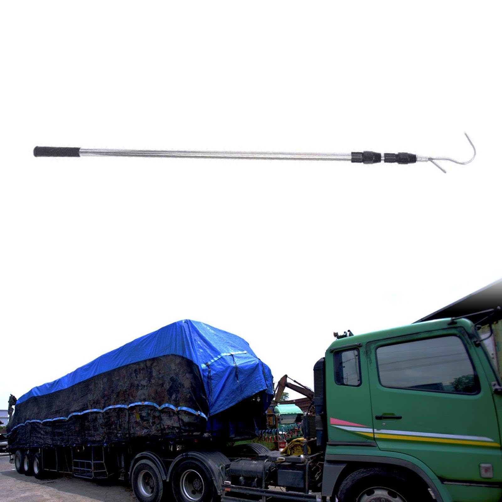 Herramienta de Agarre para La Caja Del Camión, Barra de Agarre Multifuncional Portátil Y Resistente para Carga de Camiones con Gancho, Negro