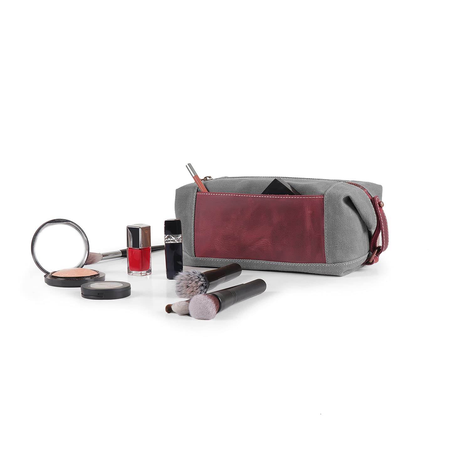Londo Neceser de Piel auténtica y Lona de Viaje Neceser Dopp Kit