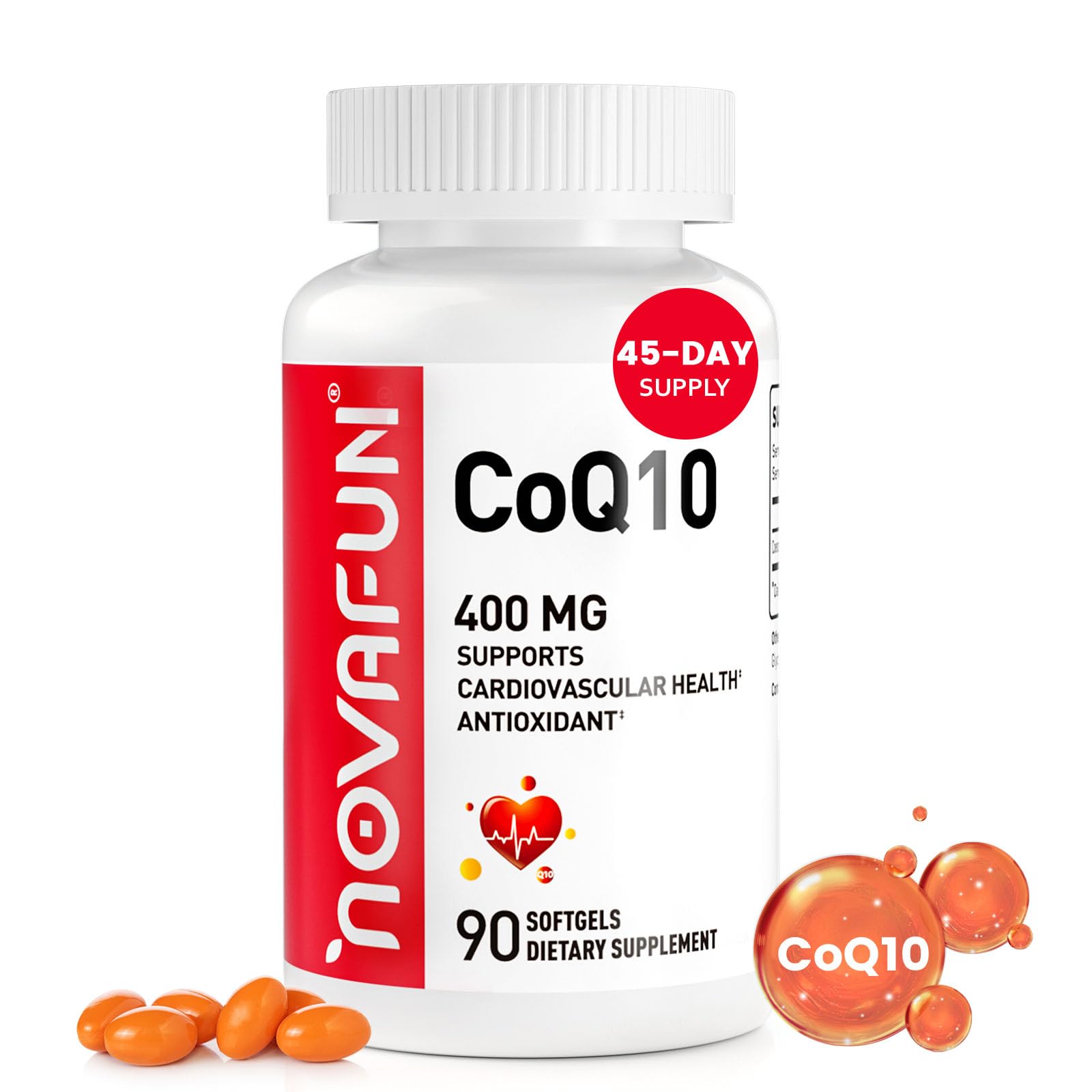 CoQ10 400mg Supplement, Supports Cellular Energy, 90 Softgels