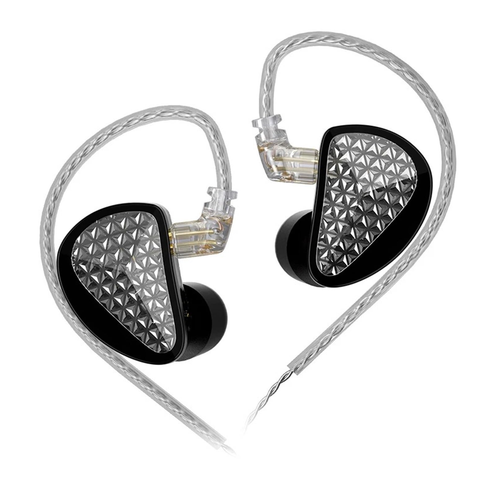Écouteurs Intra-Auriculaires à 8 Armatures équilibrées, Casque d'écoute avec Moniteur HiFi de Haute qualité sonore(Black no mic)
